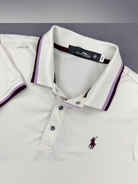 RLX Ralph Lauren Polo Shirt Womens M White Golf Performance Stretch Tailored Fit